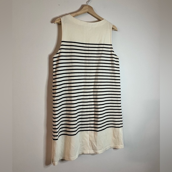 AlliHop Black & White Striped Sleeveless Knit Shift Dress Size M - Picture 2 of 12